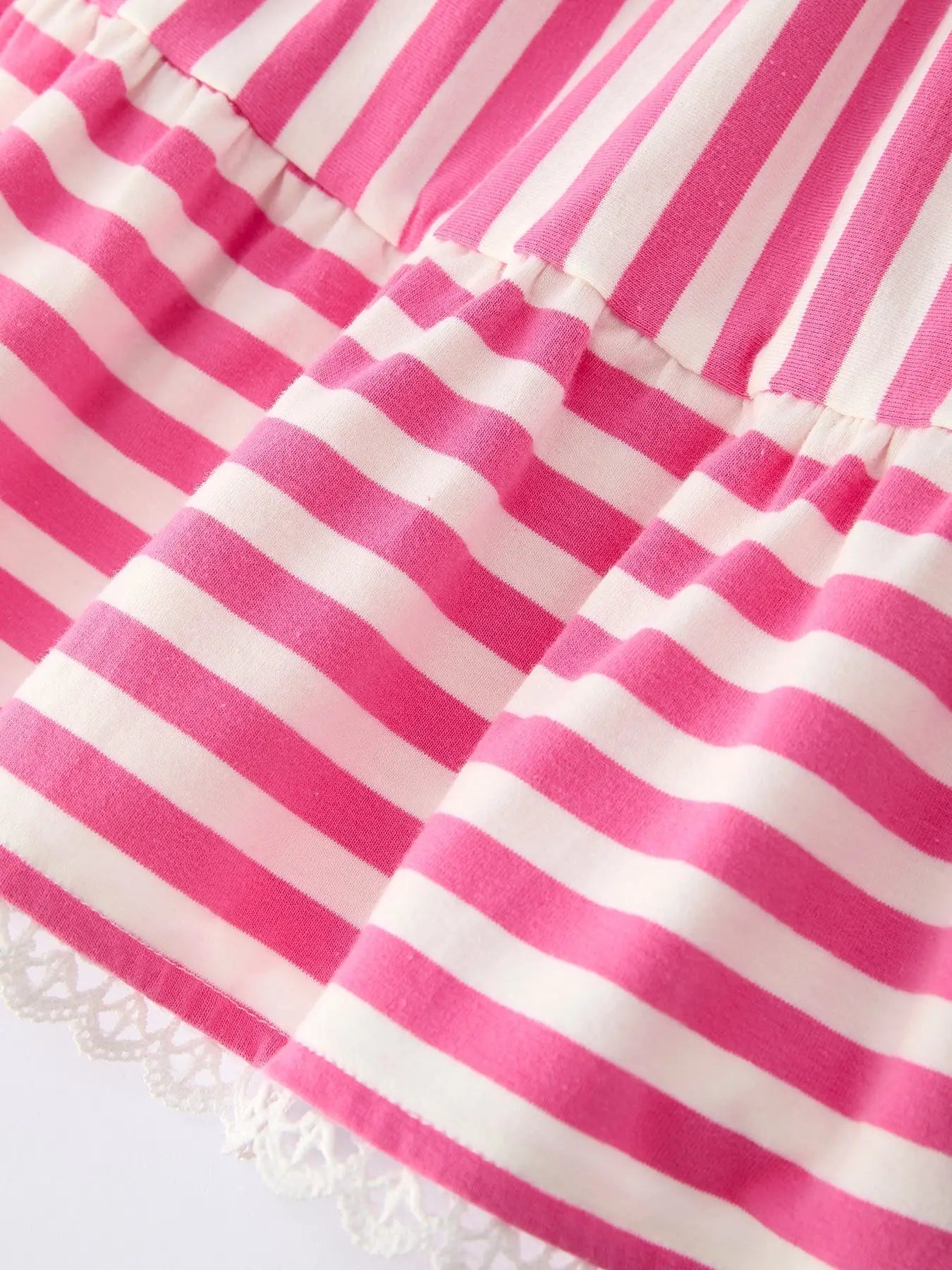 Rylee Faith Designs Spring Pink Striped Ruffled Girls' Dress with Hat - 