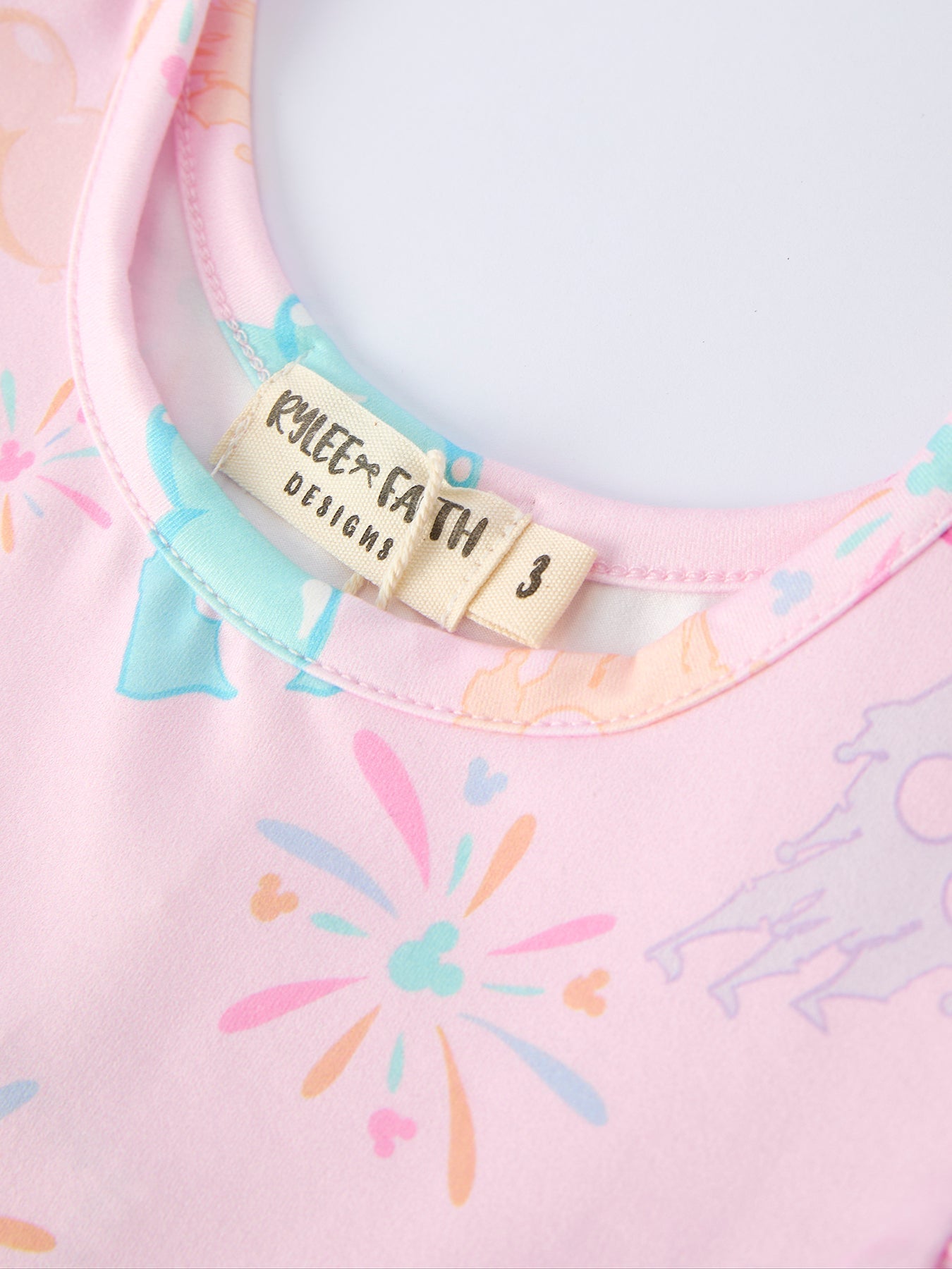 Rylee Faith Designs Spring Pink Theme Park Print Girls Twirl Dress - 