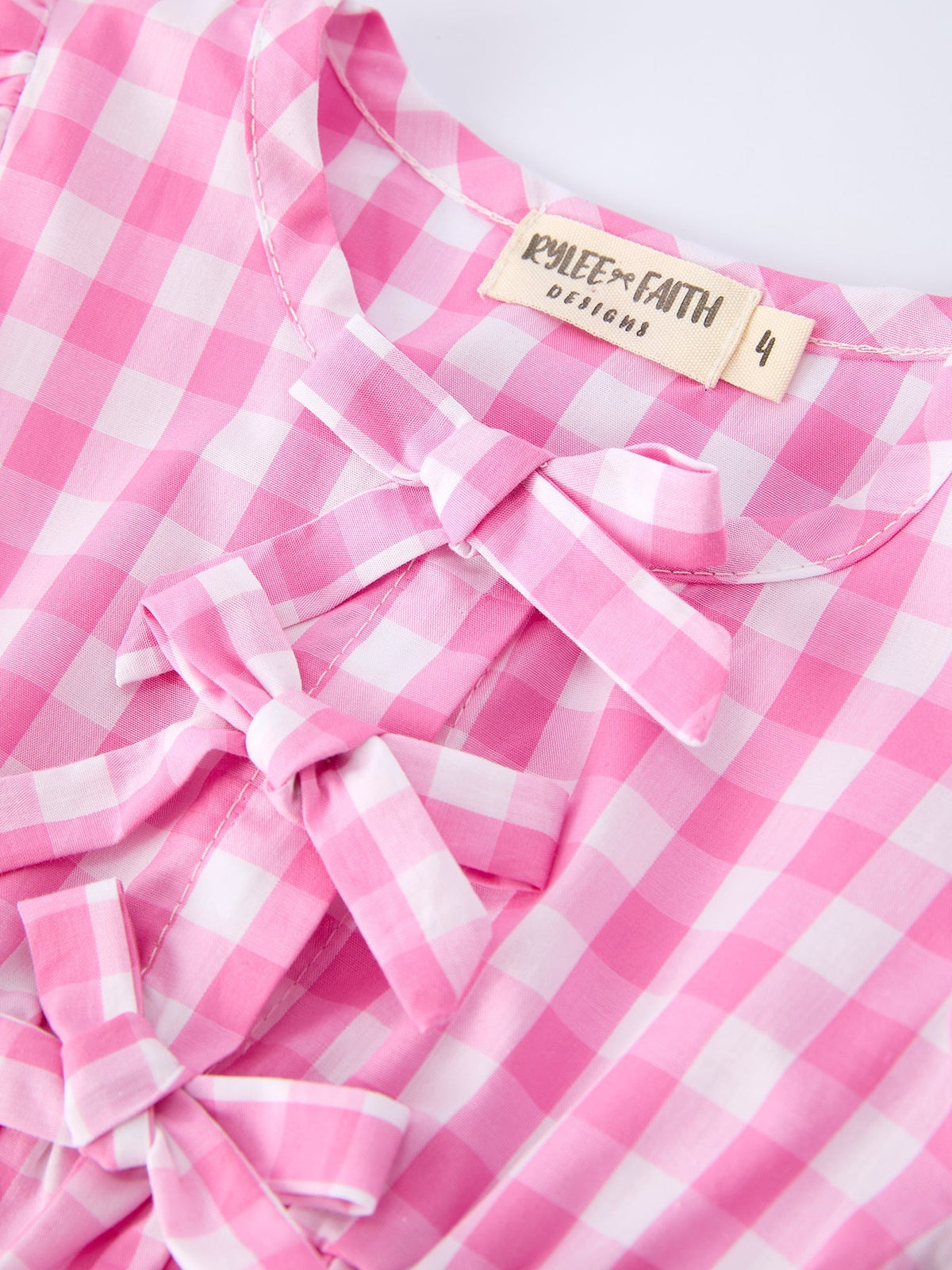 Rylee Faith Designs Spring Plaid Baby Girls Romper Bow Flutter SleeveEveretts Place