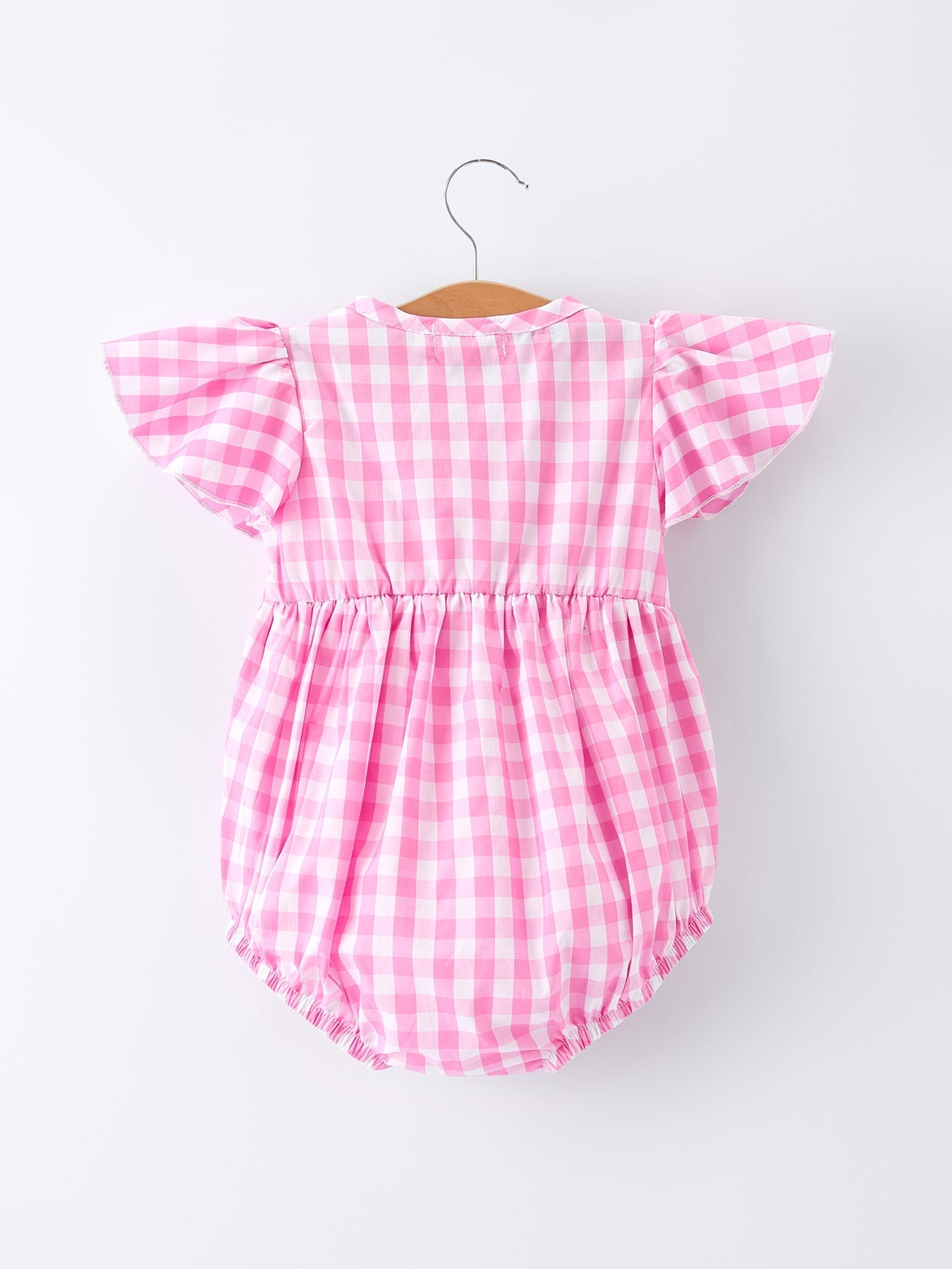 Rylee Faith Designs Spring Plaid Baby Girls Romper Bow Flutter SleeveEveretts Place