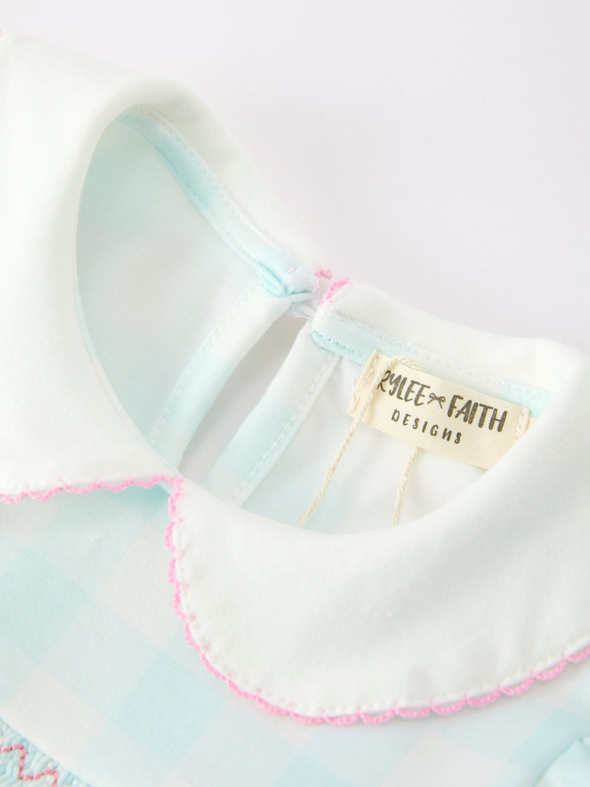 Rylee Faith Designs Spring Plaid Bow Girls Dress Smocked Petals Collar Puff SleeveEveretts Place