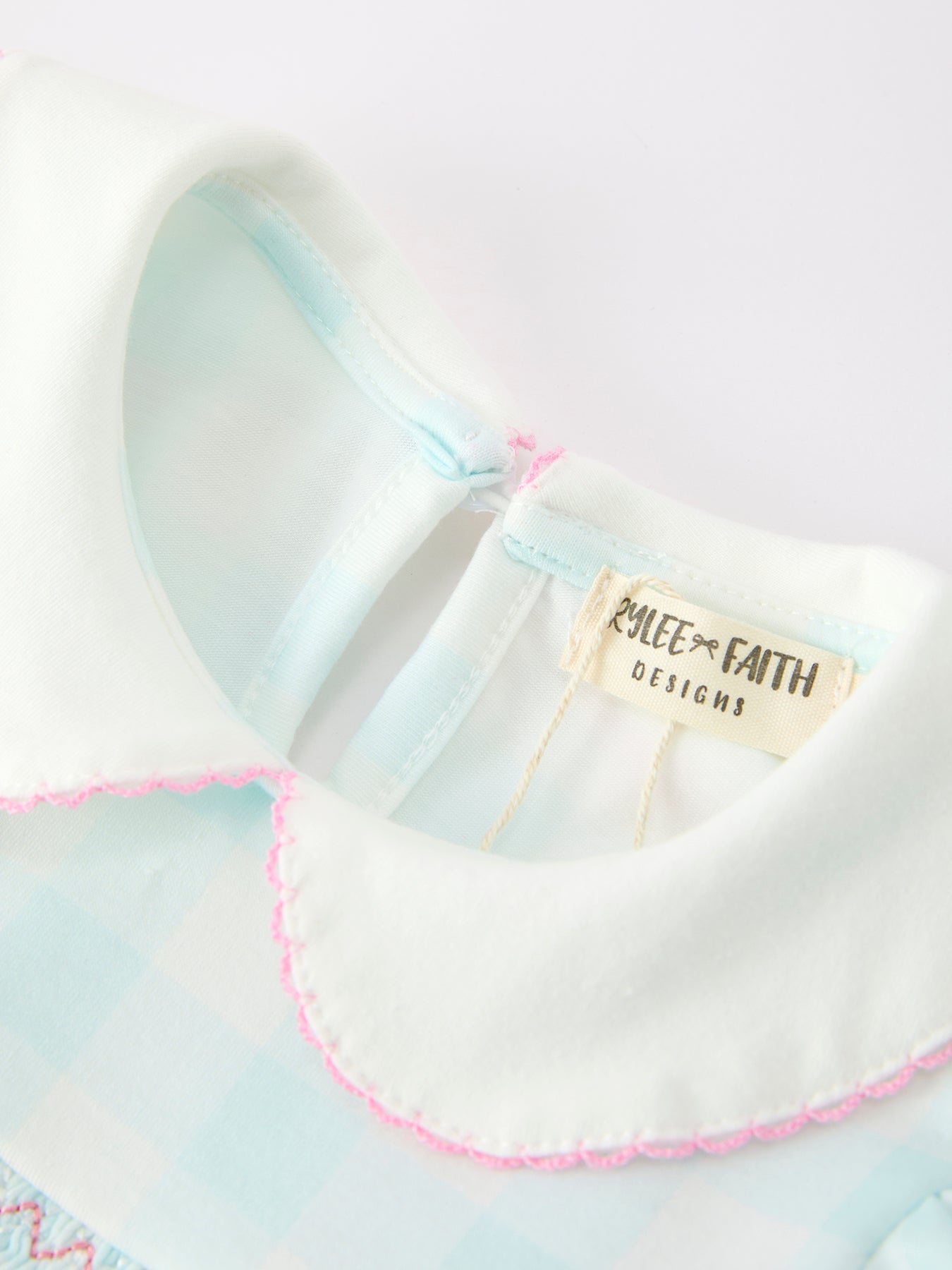 Rylee Faith Designs Spring Plaid Bow Girls Dress Smocked Petals Collar Puff SleeveEveretts Place