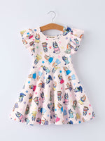 Rylee Faith Designs Spring Playful Character Print Girl Dress - 