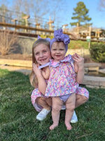 Rylee Faith Designs Spring Purple Floral Bow Ruffle Girl Bloomer SetEveretts Place