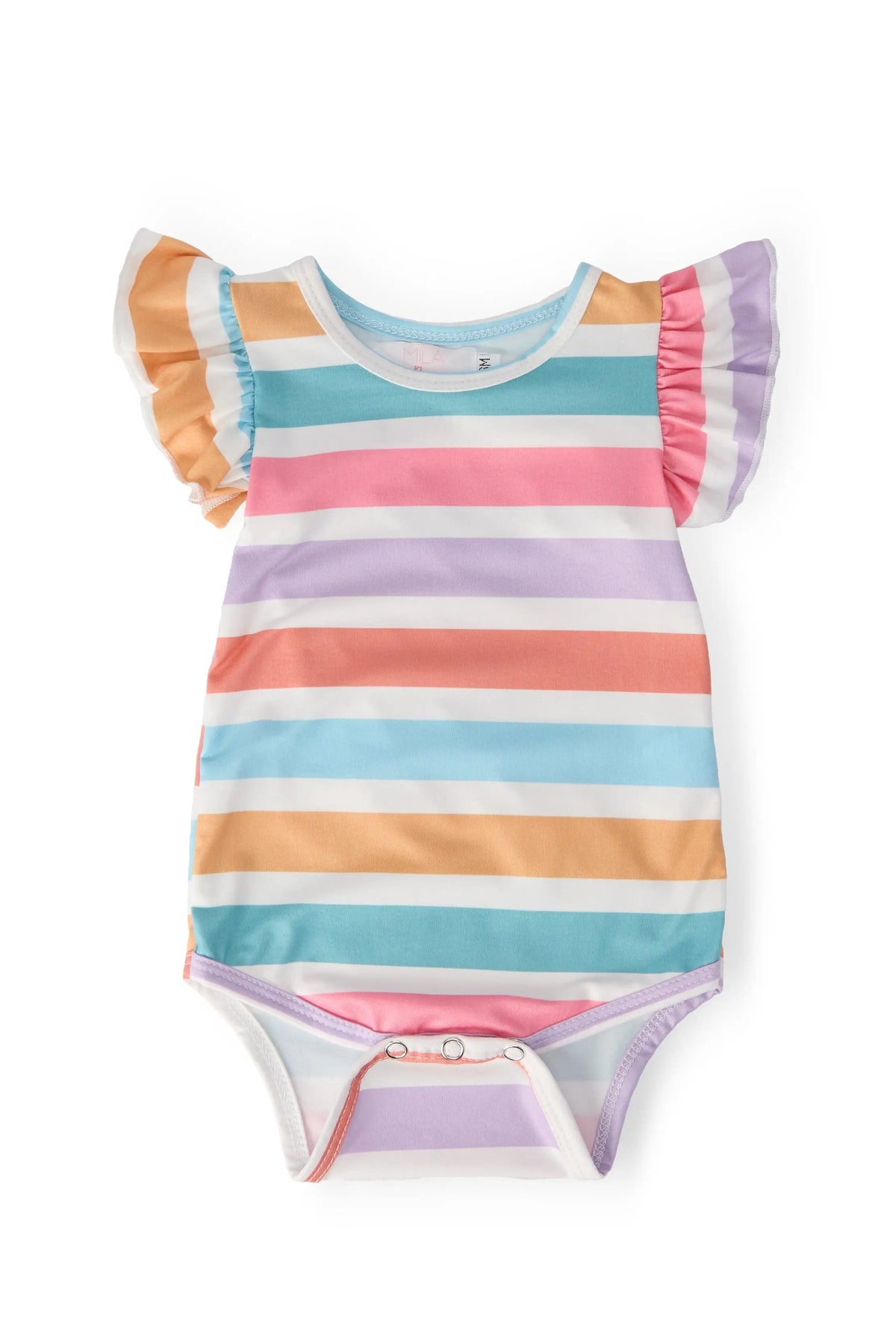 Mila & Rose ® Spring Stripes S/S Flutter Bodysuit - 