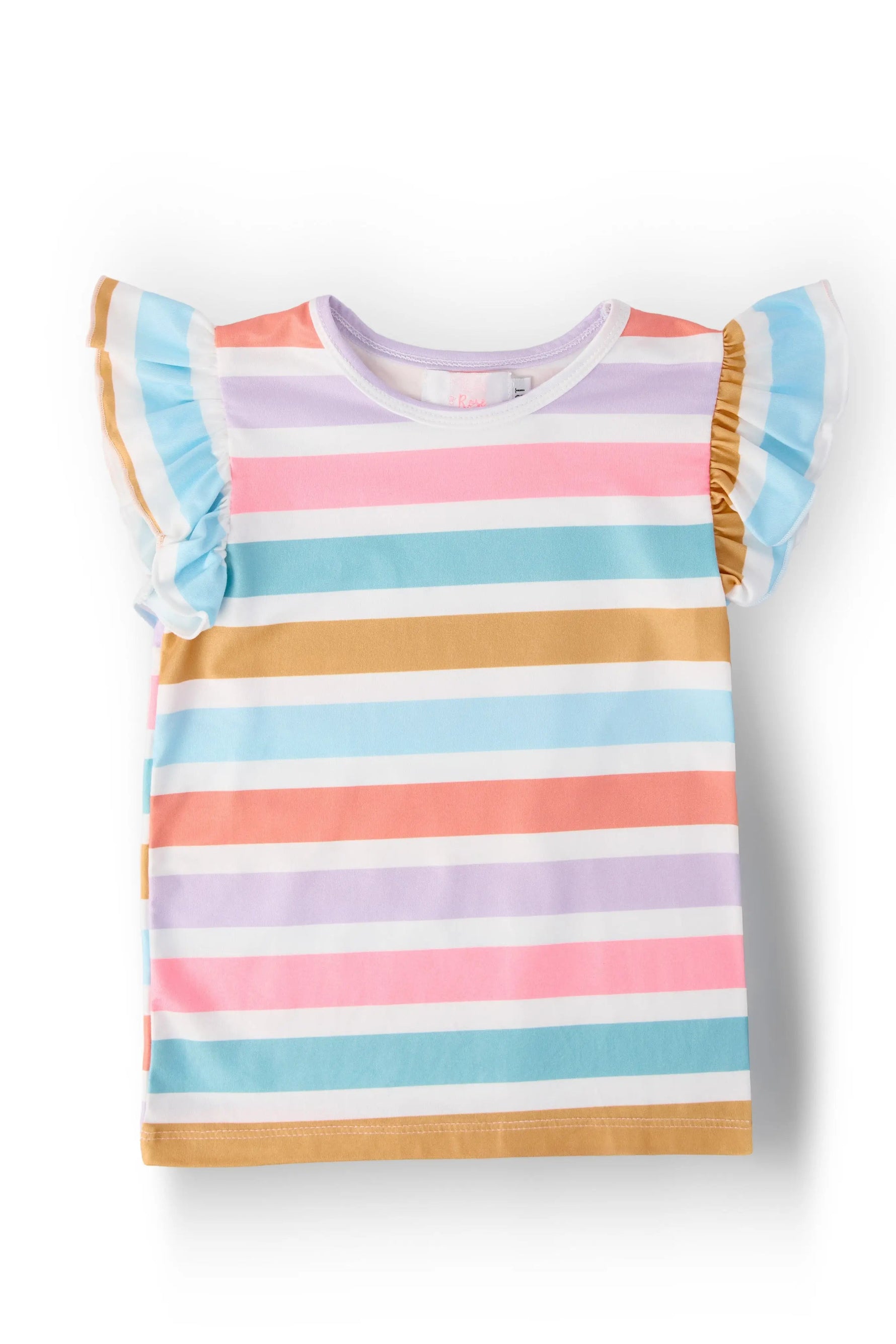 Spring Stripes S/S Ruffle Tee - Textile, Baby & Toddler Clothing, Pink, Fashion design, Crop top | Everetts Place