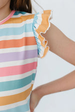 Mila & Rose ® Spring Stripes S/S Ruffle Tee - 