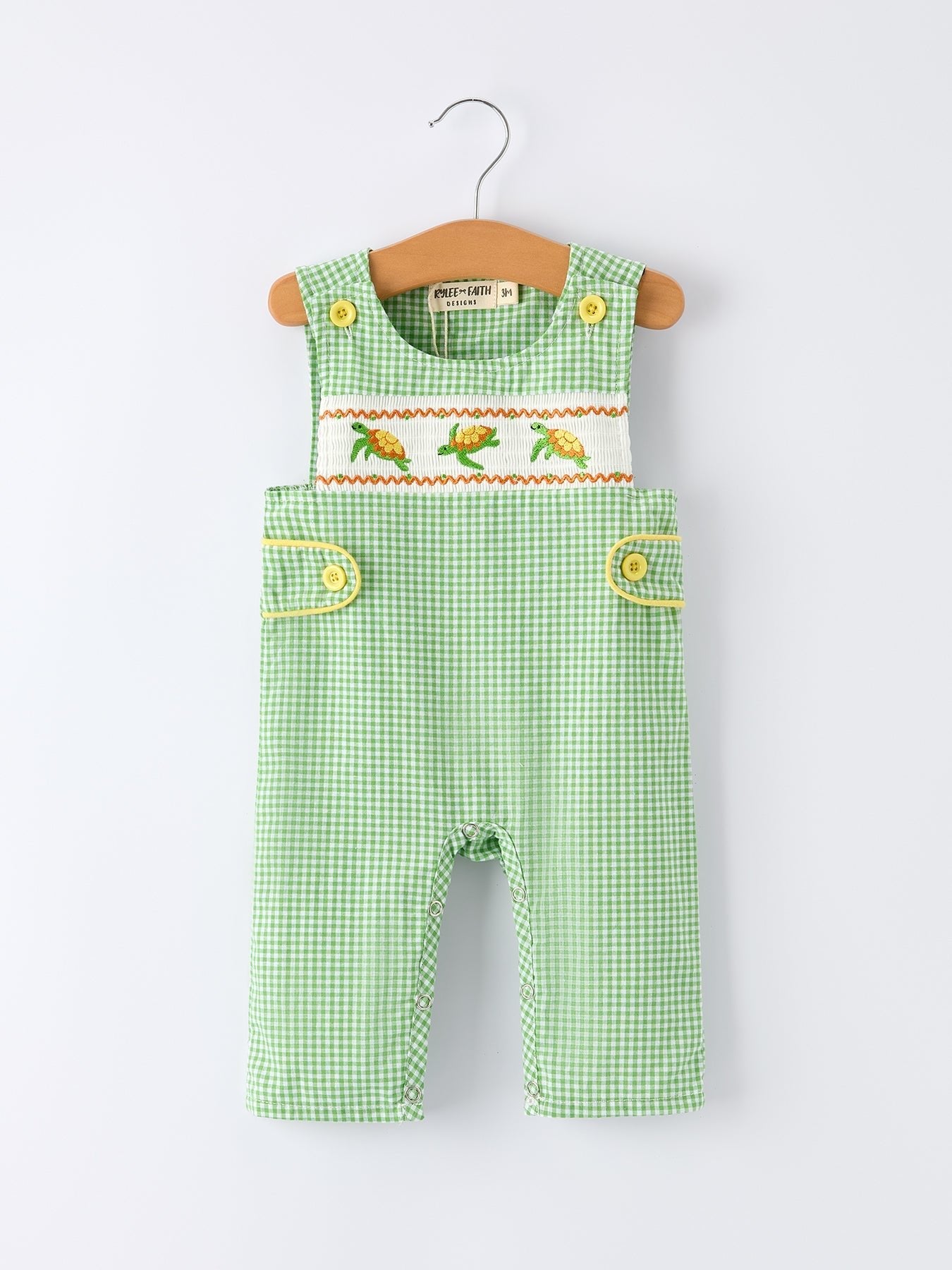Rylee Faith Designs Spring Turtle Smocked Baby Boy RomperEveretts Place