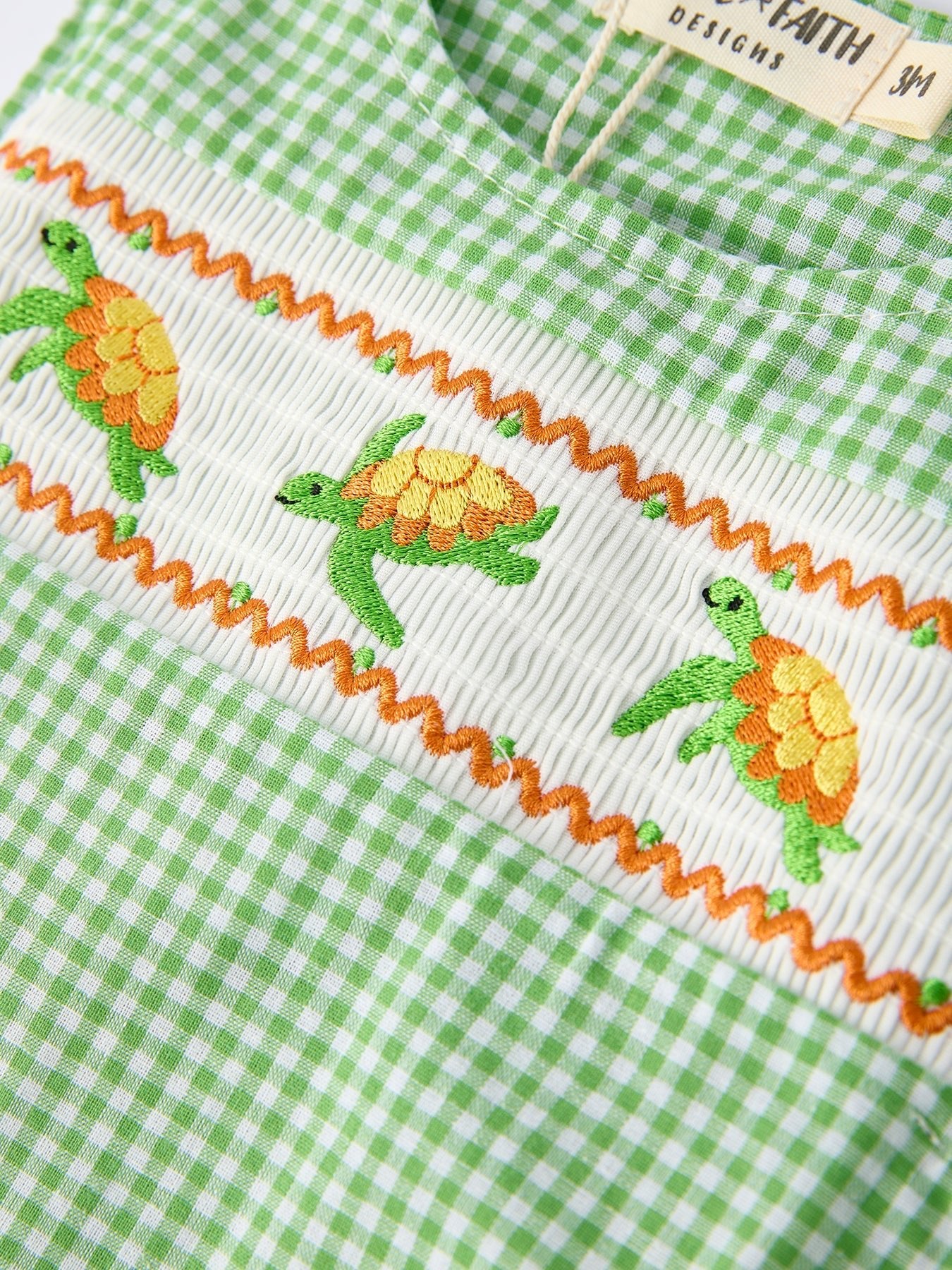Rylee Faith Designs Spring Turtle Smocked Baby Boy RomperEveretts Place