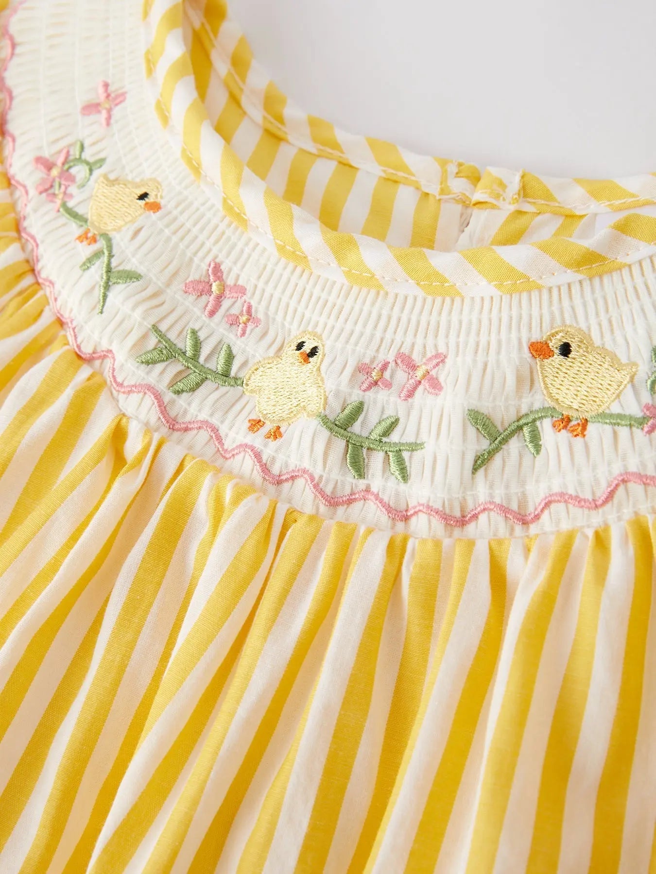 Rylee Faith Designs Spring/Summer Chick Floral Embroidery Smocking Girls Dress - 