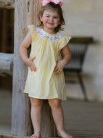 Rylee Faith Designs Spring/Summer Chick Floral Embroidery Smocking Girls Dress - 