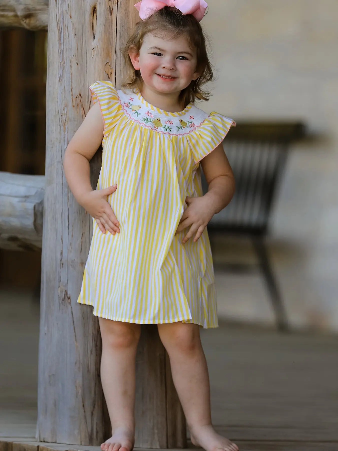 Rylee Faith Designs Spring/Summer Chick Floral Embroidery Smocking Girls Dress - 