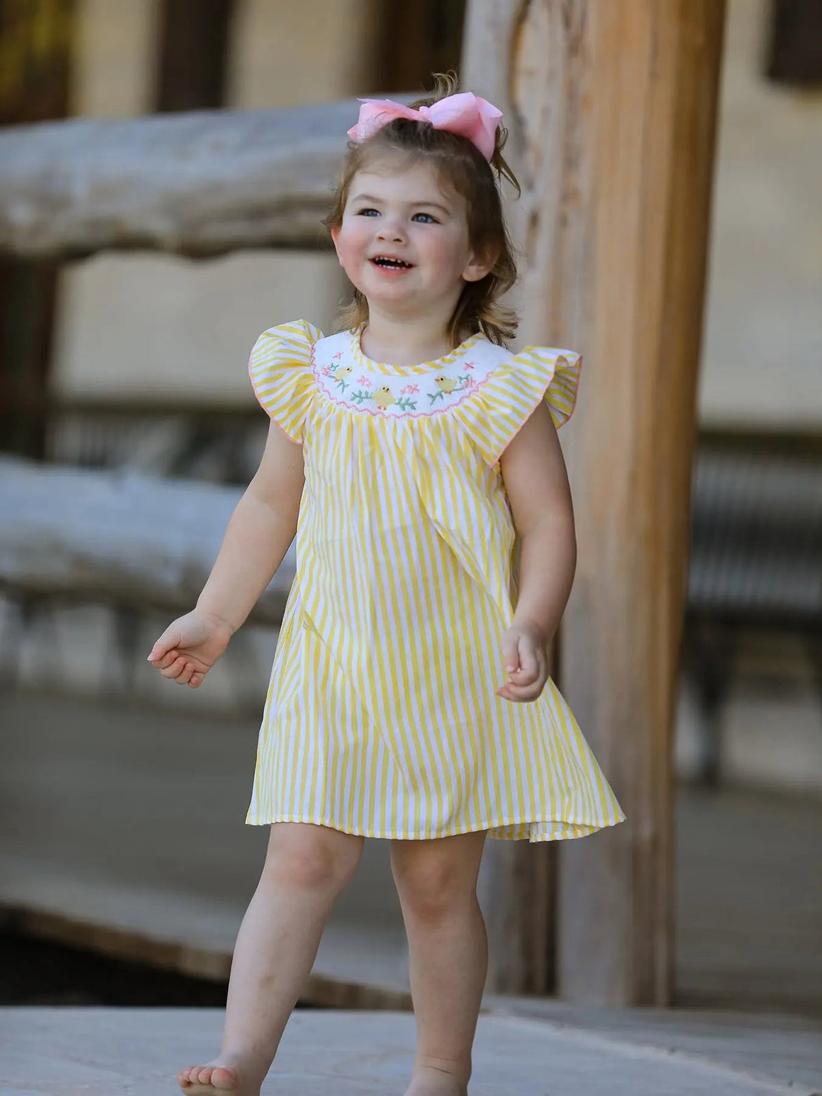 Rylee Faith Designs Spring/Summer Chick Floral Embroidery Smocking Girls Dress - 