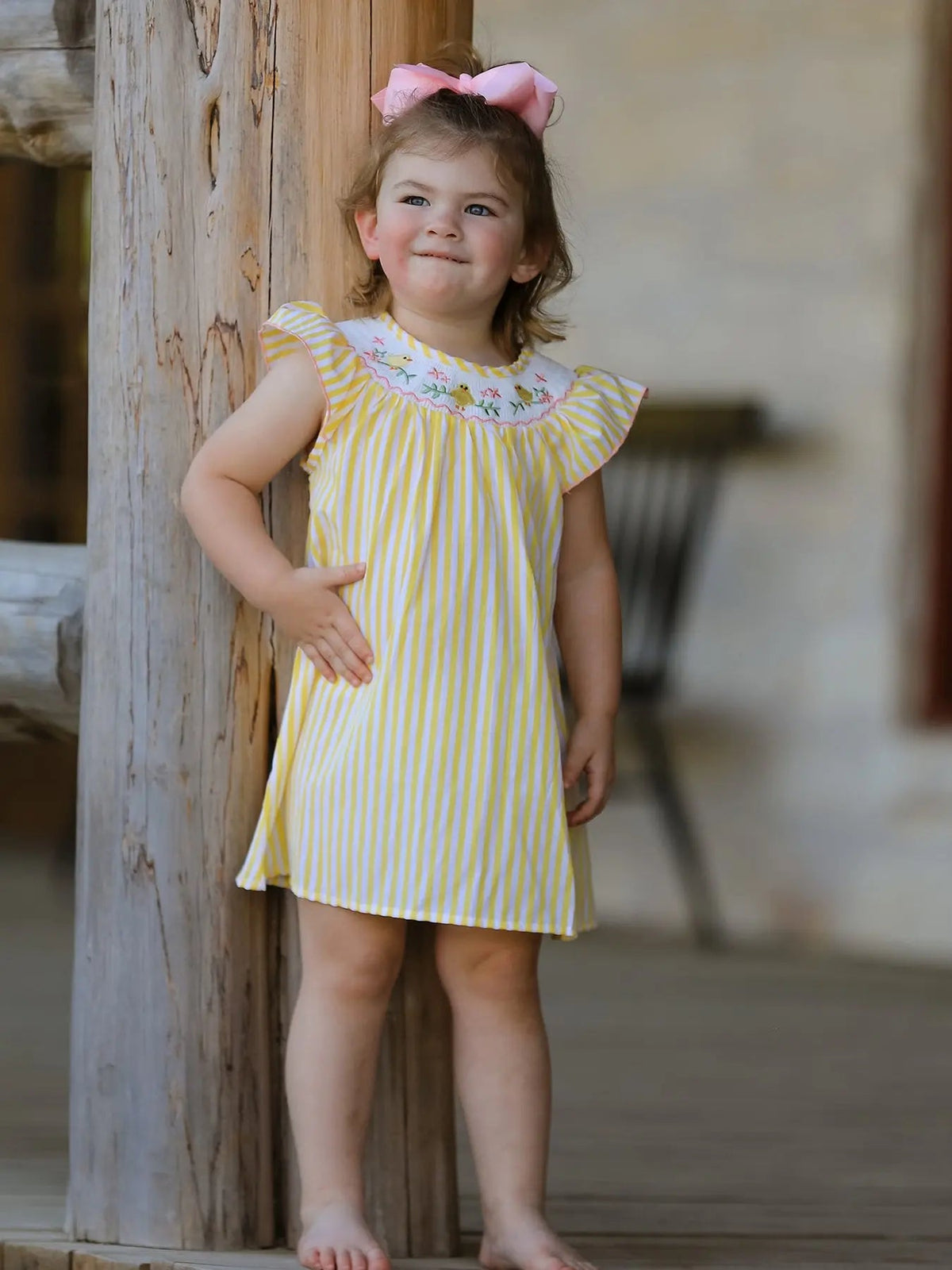 Rylee Faith Designs Spring/Summer Chick Floral Embroidery Smocking Girls Dress - 