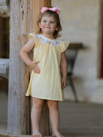 Rylee Faith Designs Spring/Summer Chick Floral Embroidery Smocking Girls Dress - 