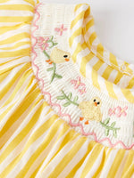 Rylee Faith Designs Spring/Summer Chick Floral Embroidery Smocking Girls Romper - 