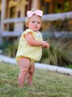 Rylee Faith Designs Spring/Summer Chick Floral Embroidery Smocking Girls Romper - 