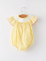 Rylee Faith Designs Spring/Summer Chick Floral Embroidery Smocking Girls Romper - 