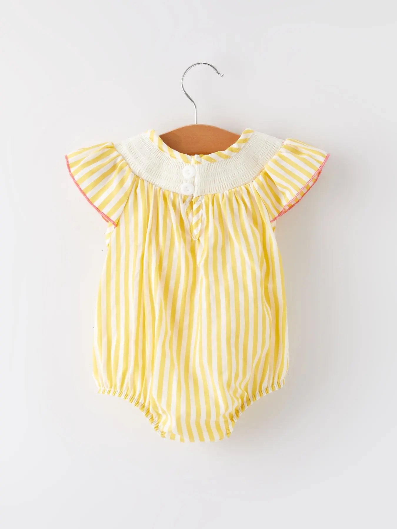 Rylee Faith Designs Spring/Summer Chick Floral Embroidery Smocking Girls Romper - 
