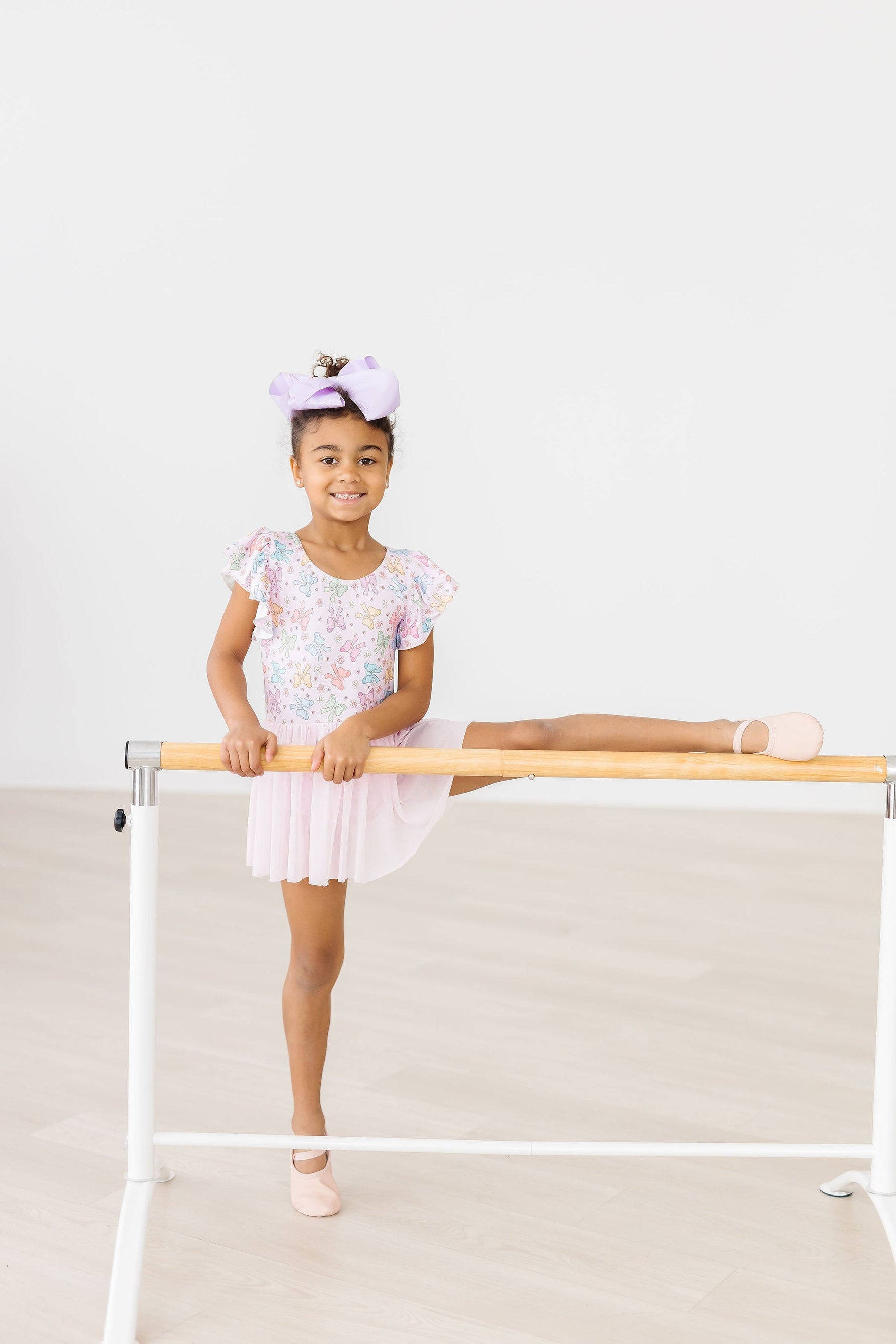 Mila & Rose ® Springtime Bows Short Sleeve Twirl Leotard for Girls - 