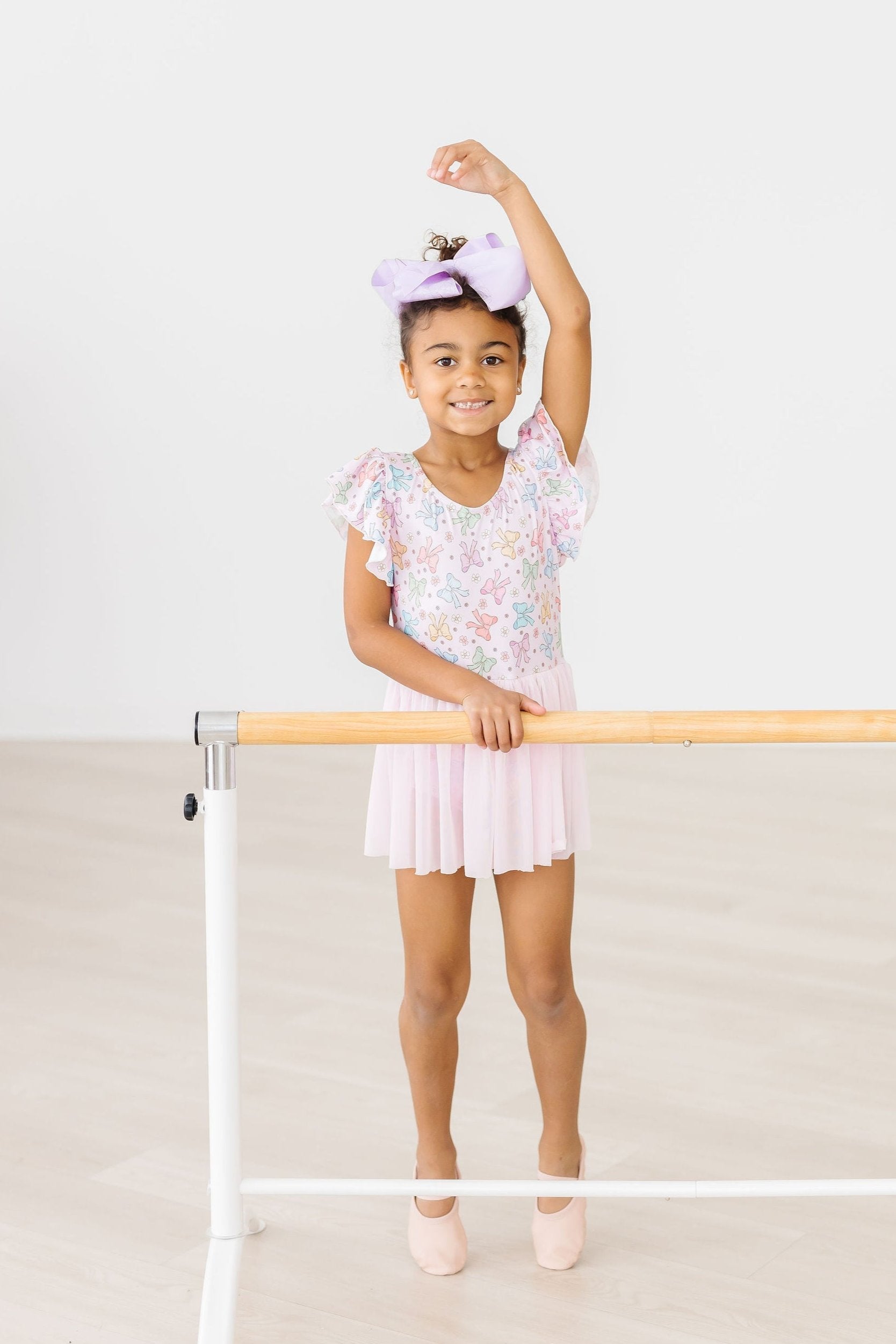 Mila & Rose ® Springtime Bows Short Sleeve Twirl Leotard for Girls - 
