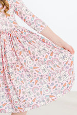 Mila & Rose ® Springtime Bunnies 3/4 Sleeve Pocket Twirl Dress - 