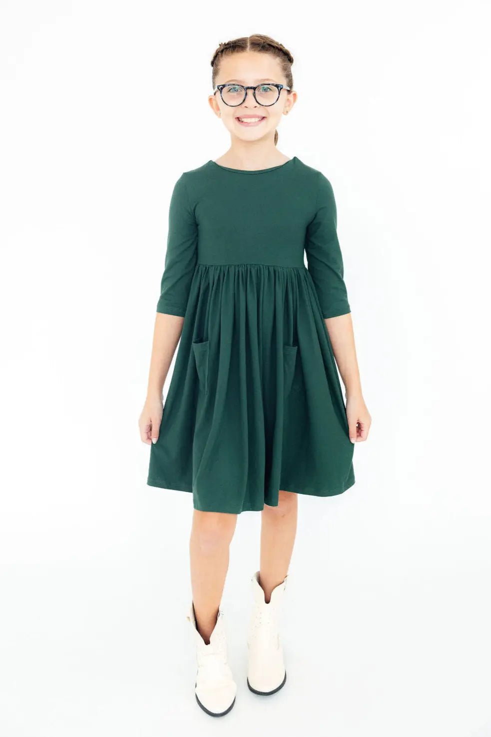 Mila & Rose ® Spruce 3/4 Sleeve Pocket Twirl Dress - 