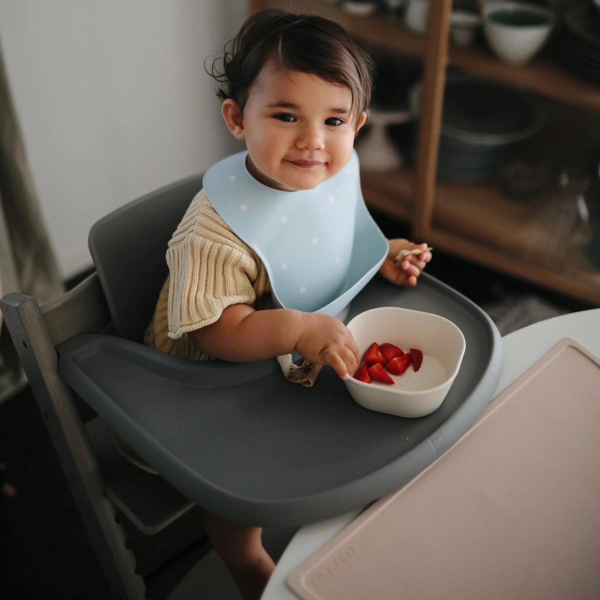 Mushie Square Dinnerware Bowls for Babies BPA Free Microwave and Dishwasher Safe Soft Colored Design -