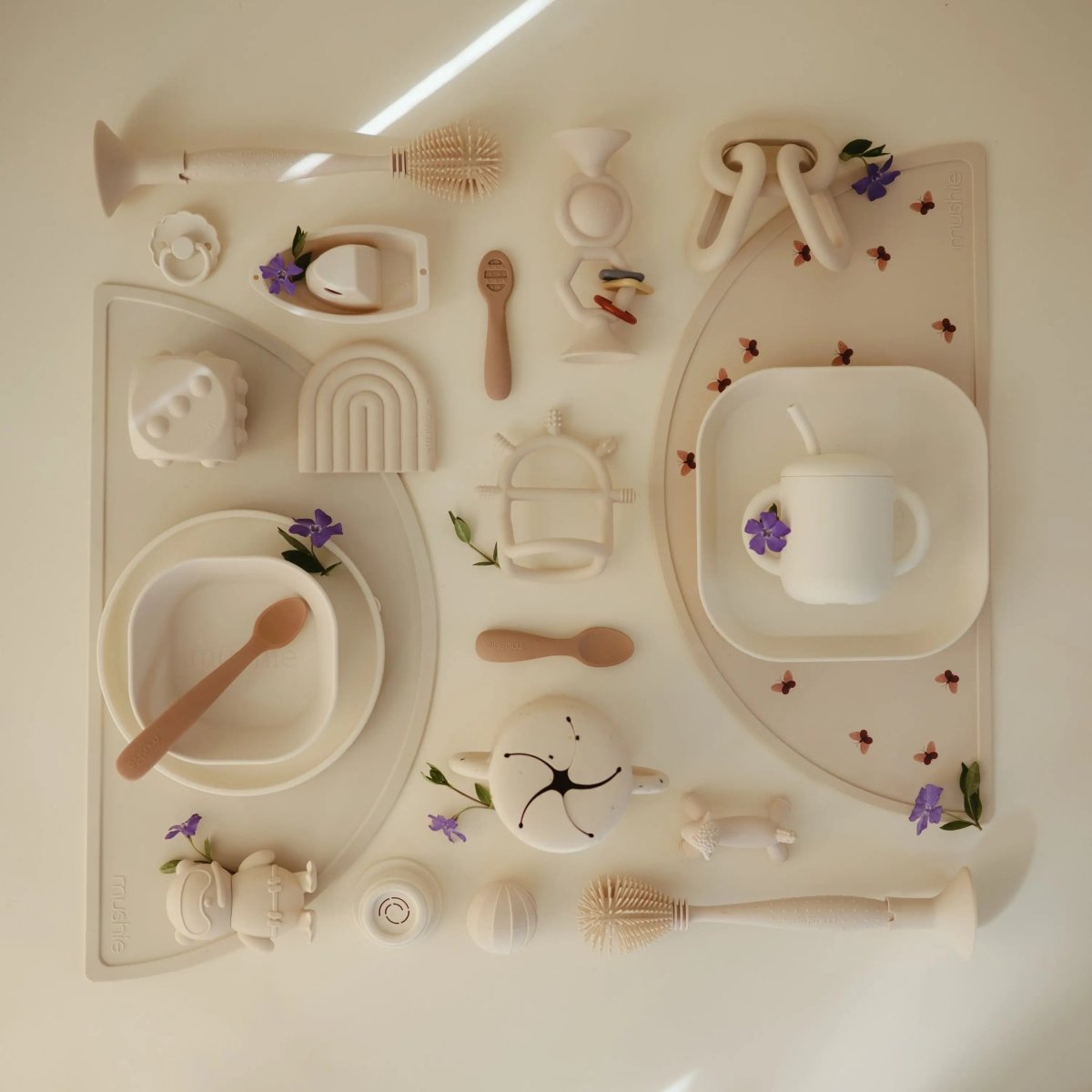 Mushie Square Dinnerware Bowls for Babies BPA Free Microwave and Dishwasher Safe Soft Colored Design -