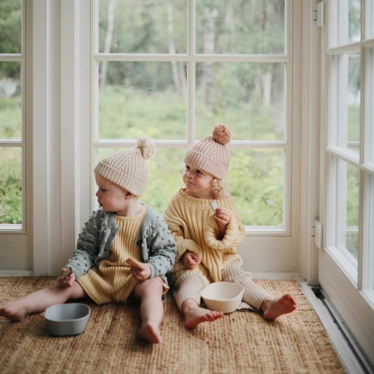 Mushie Square Dinnerware Bowls for Babies BPA Free Microwave and Dishwasher Safe Soft Colored Design -