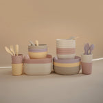 Mushie Square Dinnerware Bowls for Babies BPA Free Microwave and Dishwasher Safe Soft Colored Design -