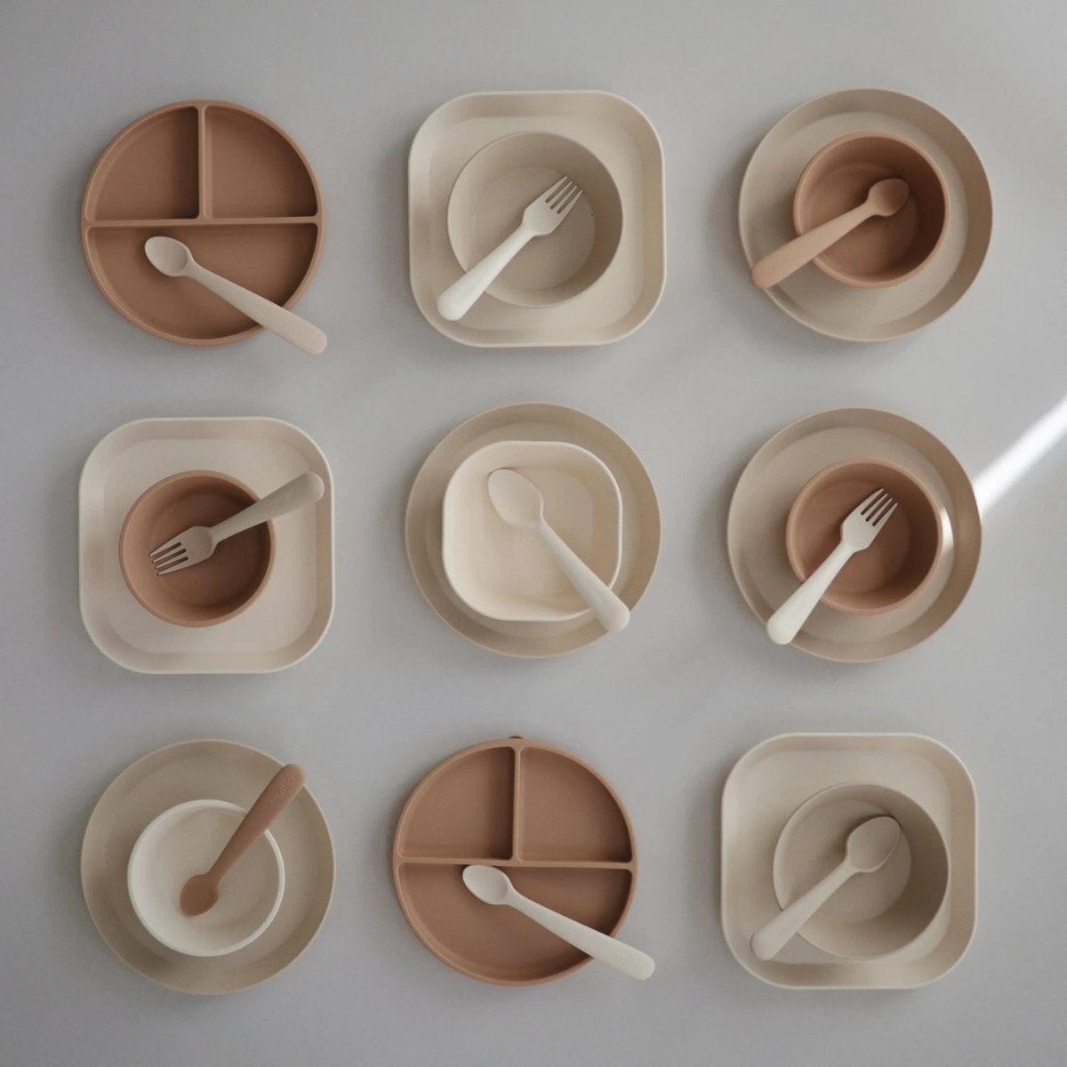 Mushie Square Dinnerware Bowls for Babies BPA Free Microwave and Dishwasher Safe Soft Colored Design -