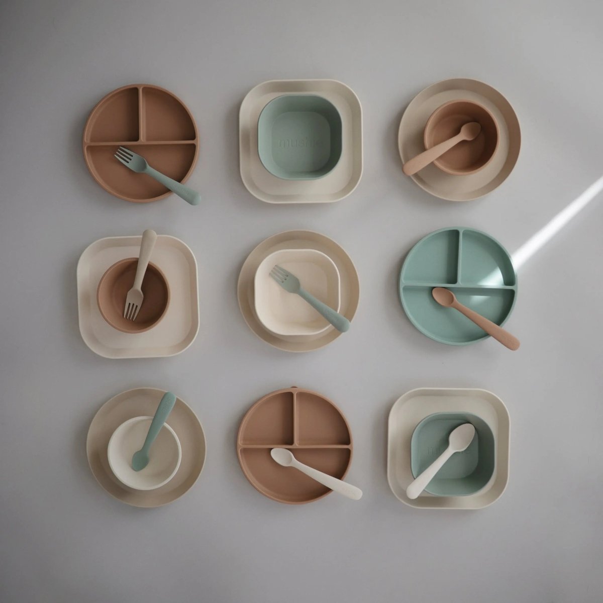 Mushie Square Dinnerware Bowls for Babies BPA Free Microwave and Dishwasher Safe Soft Colored Design -