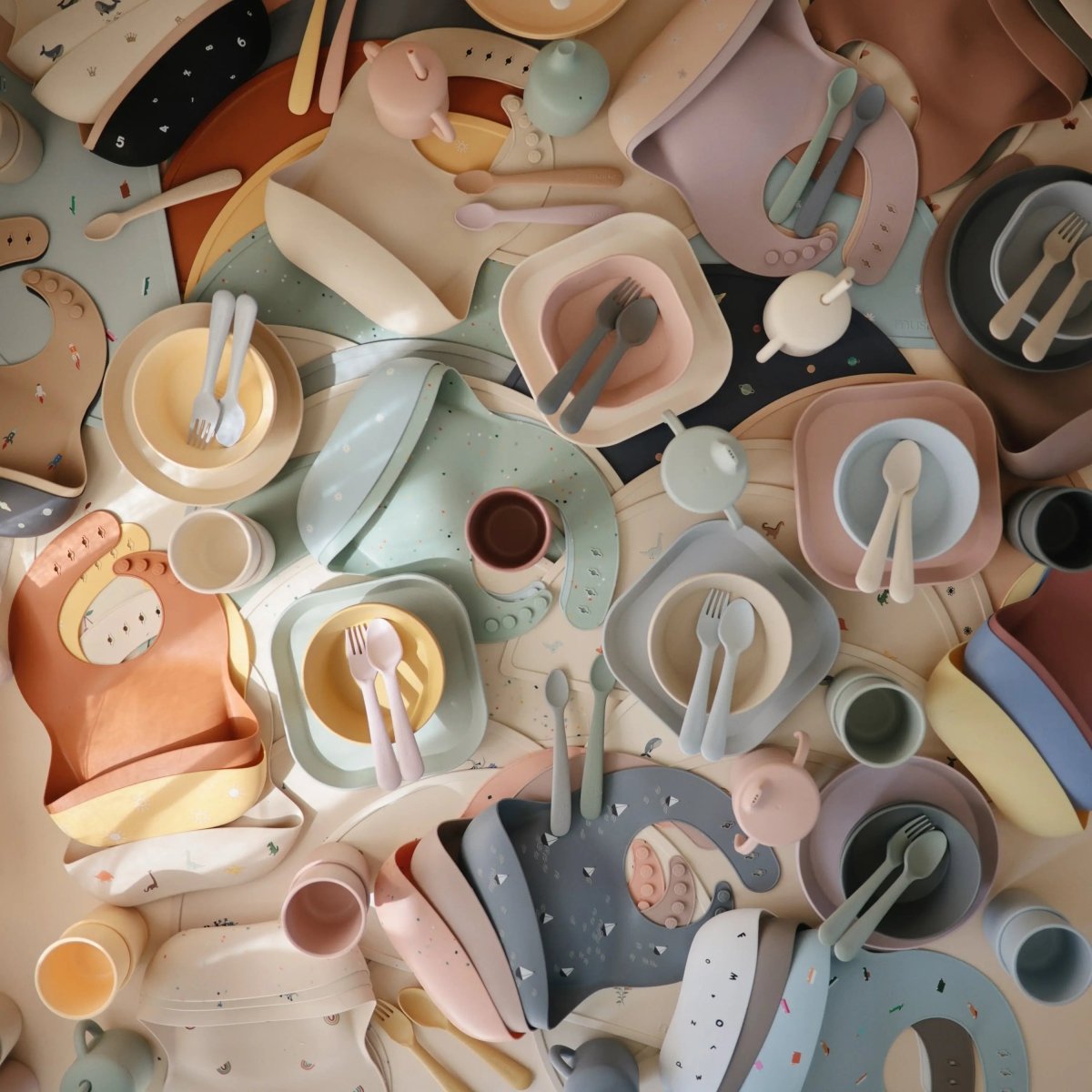 Mushie Square Dinnerware Bowls for Babies BPA Free Microwave and Dishwasher Safe Soft Colored Design -