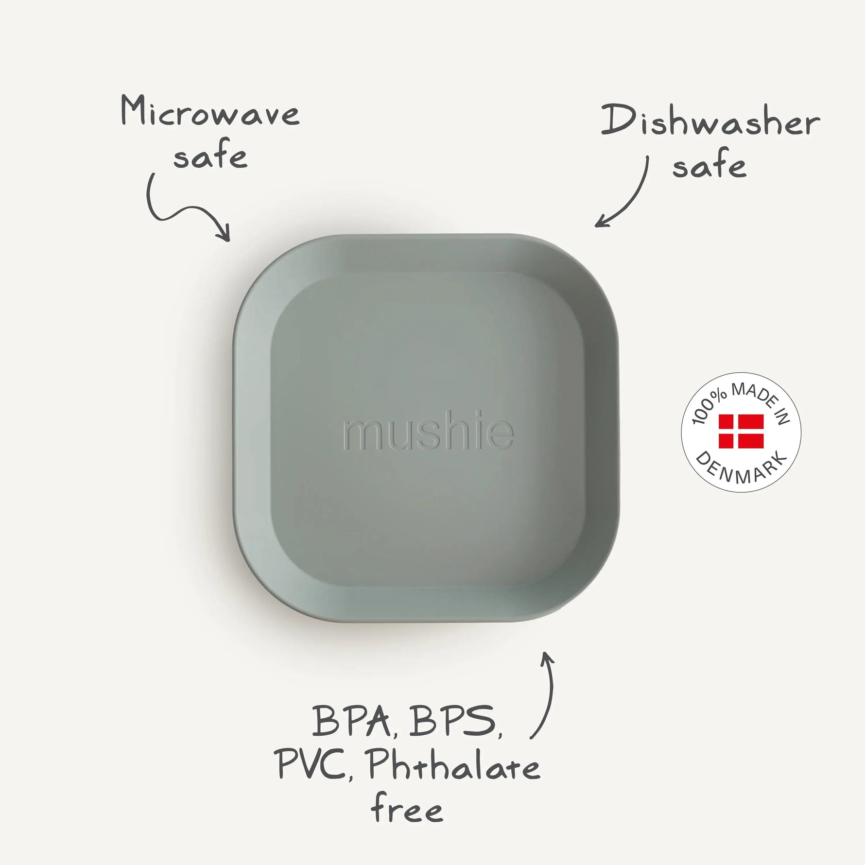 Mushie Square Dinnerware Plates for Babies BPA-Free Plastic Microwave and Dishwasher Safe Made in Denmark - Home & Garden > Kitchen & Dining > Tableware > Dinnerware > Plates Dinnerware