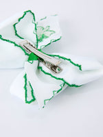 Rylee Faith Designs St. Patrick Shamrock Embroidered Hair Bow – Girls Hair Clip - 