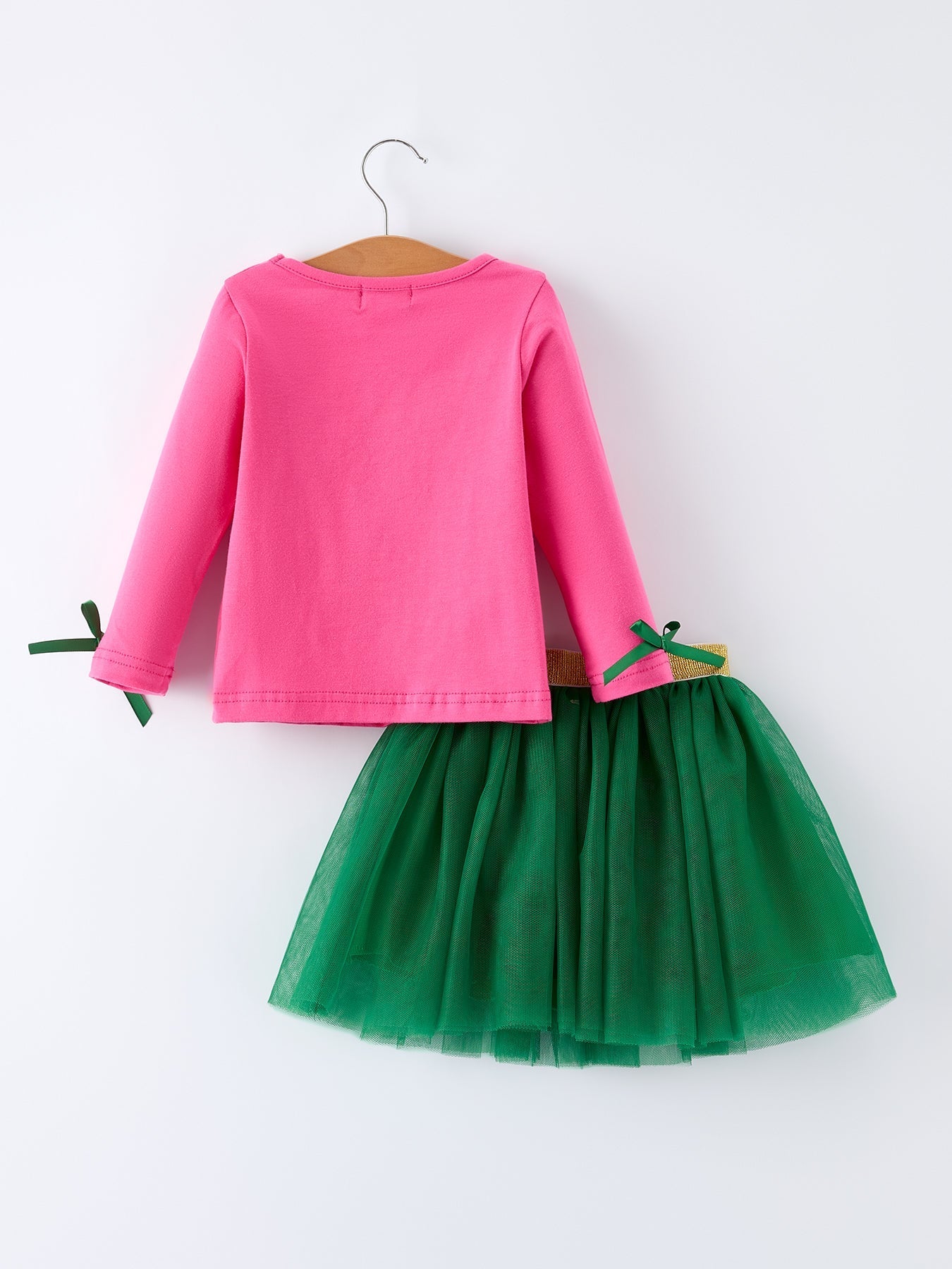 Rylee Faith Designs St. Patrick Shamrock Letter Top + Girls' Tulle Sequin Skirt Set - 