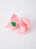 Rylee Faith Designs St. Patrick Shamrock Pink Hair Bow – Lucky Girls Hair Clip - 