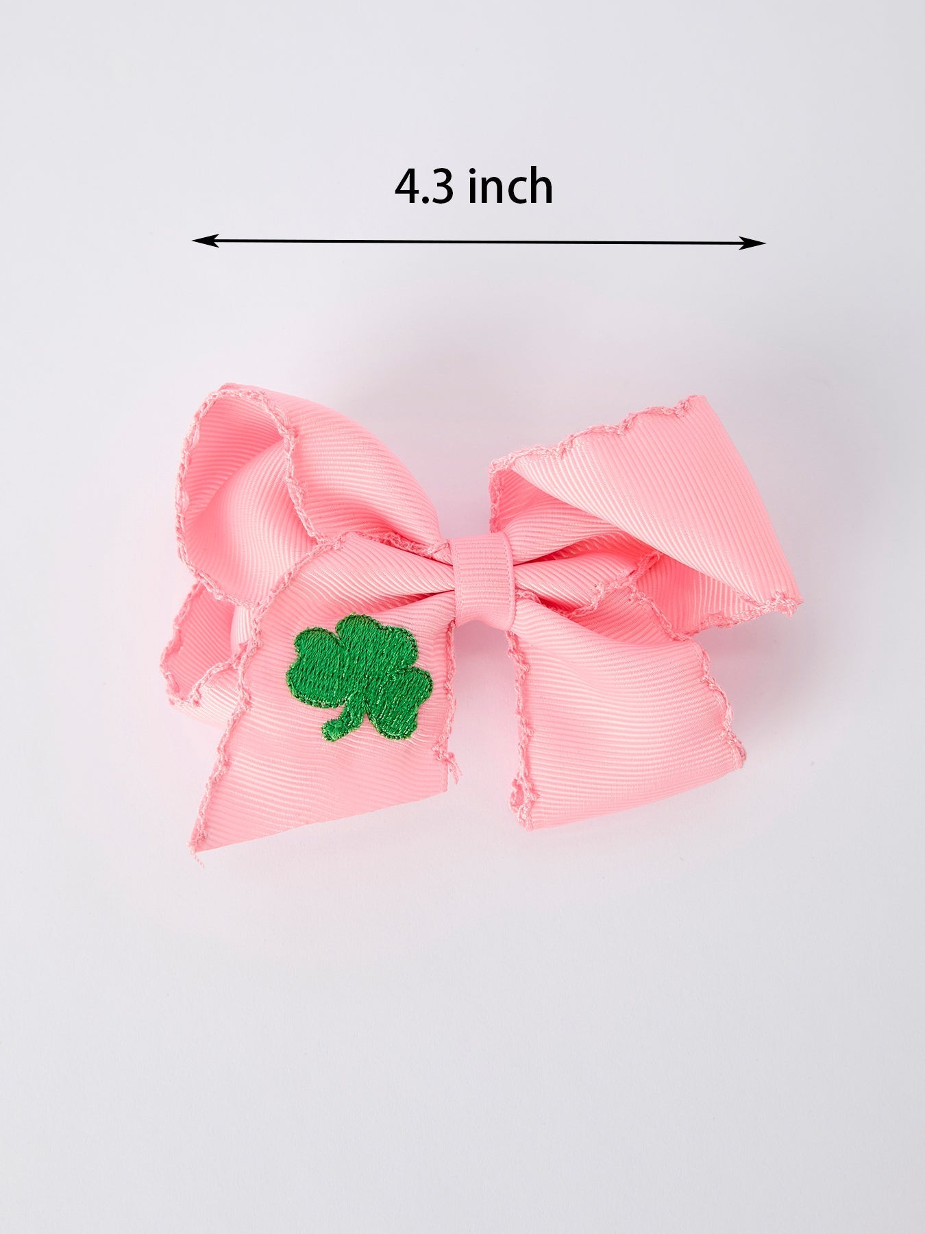 Rylee Faith Designs St. Patrick Shamrock Pink Hair Bow – Lucky Girls Hair Clip - 