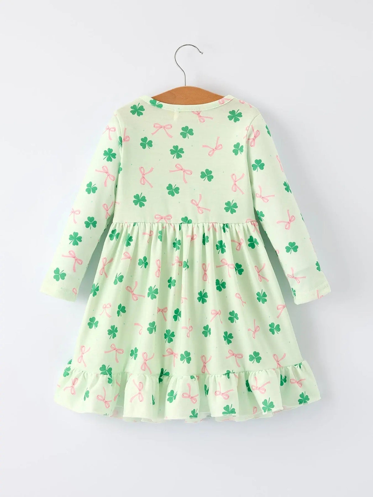 Rylee Faith Designs St. Patrick's Day Bow Shamrock Print Ruffles Girls Dress - 
