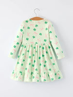Rylee Faith Designs St. Patrick's Day Bow Shamrock Print Ruffles Girls Dress - 