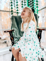 Rylee Faith Designs St. Patrick's Day Bow Shamrock Print Ruffles Girls Dress - 