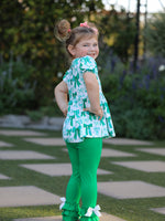Rylee Faith Designs St. Patrick's Day Bow Top and Ruffled Leggings Girls Set - 