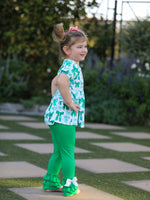 Rylee Faith Designs St. Patrick's Day Bow Top and Ruffled Leggings Girls Set - 