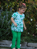 Rylee Faith Designs St. Patrick's Day Bow Top and Ruffled Leggings Girls Set - 