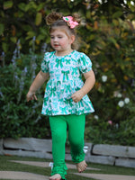 Rylee Faith Designs St. Patrick's Day Bow Top and Ruffled Leggings Girls Set - 