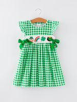 Rylee Faith Designs St. Patrick's Day Girls Shamrock Smocking Embroidery Dress - 