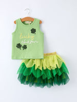 Rylee Faith Designs St. Patrick's Day Lucky Charm Green Tutu Skirt Set - 