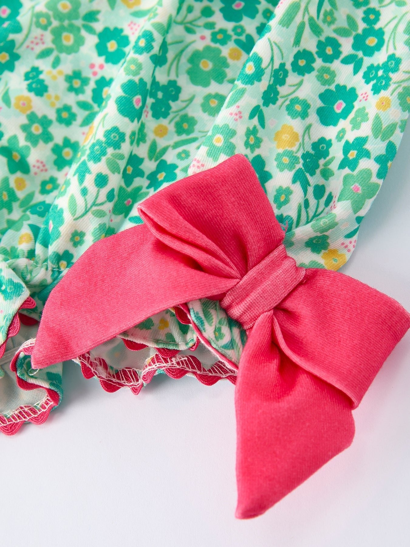 Rylee Faith Designs St. Patrick’s Day Shamrock Bow Smocked Baby Girl Romper - 