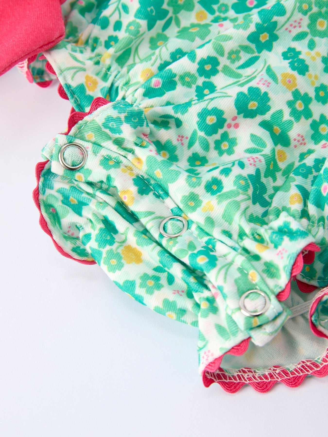 Rylee Faith Designs St. Patrick’s Day Shamrock Bow Smocked Baby Girl Romper - 